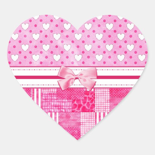Girly Pink Scrapbook Country Style Hart Sticker (Voorkant)