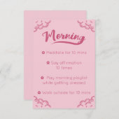 Girly Pink Script Mindful Morning Routine Kaart (Voorkant / Achterkant)