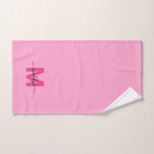 Girly Pink Script Naam Monogram Handdoek (Handdoek)