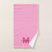 Girly Pink Script Naam Monogram Handdoek (Handdoek)