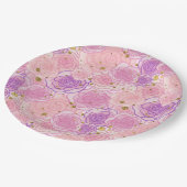 Girly Pink Shabby Chic Glitter Rozen Papieren Bordje (Gekanteld)