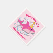 Girly Pink Shark verjaardagsfeestje papieren serve Servet (Hoek)