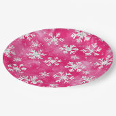 Girly Pink Silver Glam Christmas Snowflakes Papieren Bordje (Gekanteld)