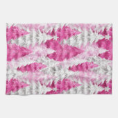 Girly Pink Silver Glam Christmas Trees Stripes Theedoek (Horizontaal)