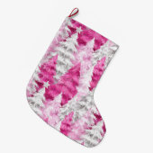 Girly Pink Silver Glam kerstbomen Grote Kerstsok (Voorkant (Hangend))