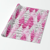 Girly Pink Silver Glam Kerstbomen Strepen Cadeaupapier (Uitgerold)