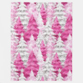 Girly Pink Silver Glam Kerstbomen Strepen Fleece Deken (Voorkant)