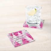 Girly Pink Silver Glam Kerstbomen Strepen Kartonnen Onderzetters (Insitu)