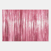 Girly Pink Silver Glam Tinsel Stripes Inpakpapier Vel (Voorkant)