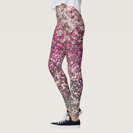 Girly Pink Silver Glitter Sequin Glam Leggings (Links)