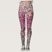 Girly Pink Silver Glitter Sequin Glam Leggings (Voorkant)