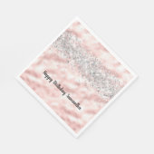 Girly Pink Silver Glitter Sparkle Confetti Servet (Hoek)