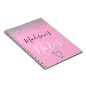 Girly Pink & Silver Glitter Sparkles Heart Notes Notitieboek (Rechterzijde)