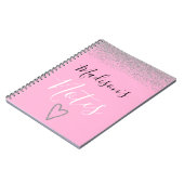 Girly Pink & Silver Glitter Sparkles Heart Notes Notitieboek (Linkerzijde)