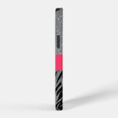 Girly Pink Silver Glitter Zebra Pattern Initialen iPhone Hoesje (Rechterkant)