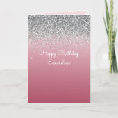 Girly Pink Silver Sparkle Glitter Kaart (Voorkant)