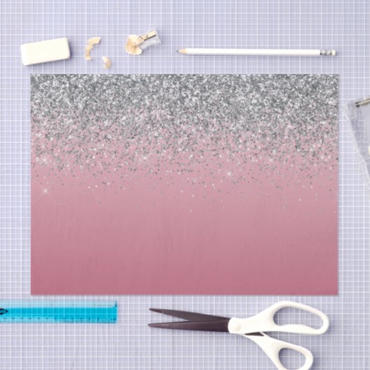 Girly Pink Silver Sparkle Glitter Tissuepapier (Craft)