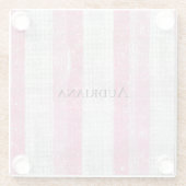 Girly Pink Silver Stripes Sparkle Christmas Glazen Onderzetter (Achterkant)