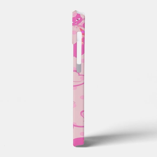 Girly Pink Sleek Cat Pattern Monogram Case-Mate iPhone Case (Achterkant / Links)