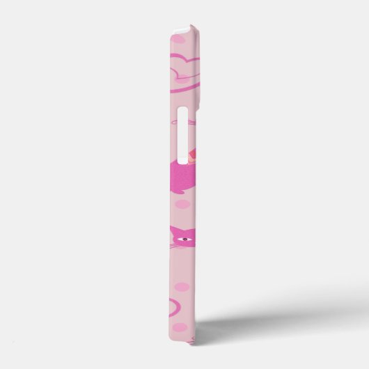 Girly Pink Sleek Cat Pattern Monogram Case-Mate iPhone Case (Achterkant / Rechts)