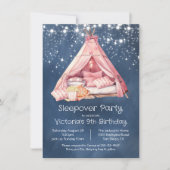 Girly Pink Sleepover Glamping Tent Verjaardag Kaart (Voorkant)