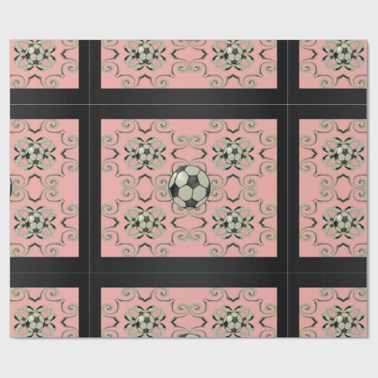 Girly Pink Soccer Wrapping Paper - Design 1 Cadeaupapier (Vlak)