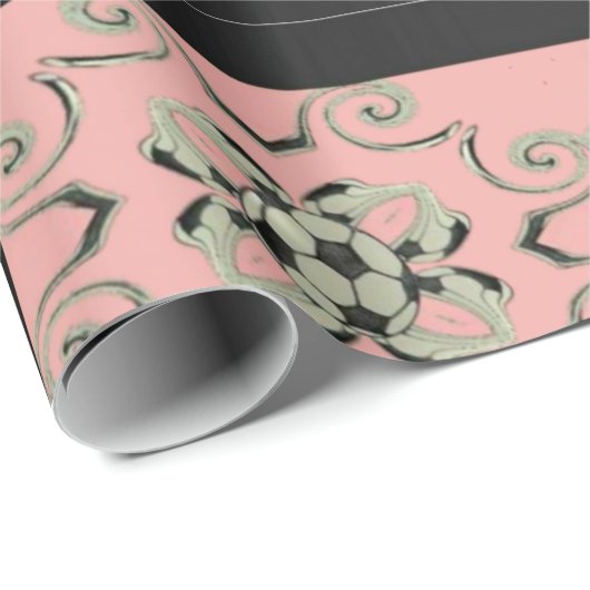 Girly Pink Soccer Wrapping Paper - Design 1 Cadeaupapier (Rol Hoek)