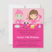Girly Pink Spa Birthday Party Uitnodiging (Voorkant)