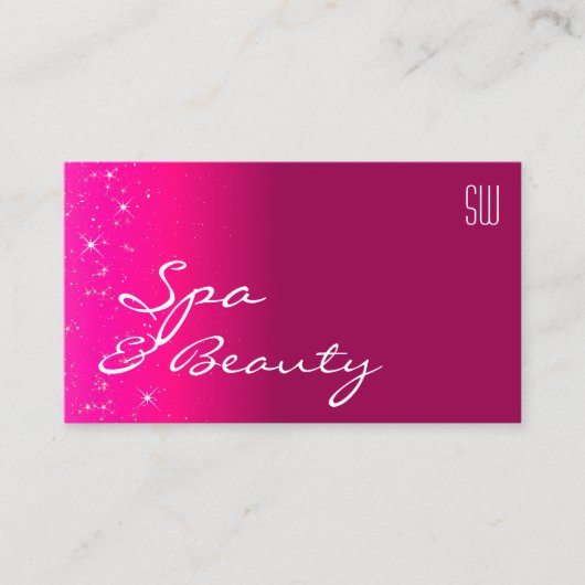 Girly Pink Sparking Glitter Stars met Initialen Visitekaartje (Voorkant)