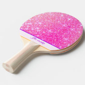 Girly Pink Sparkle gepersonaliseerd Tafeltennisbatje (Voorkant Gekanteld)