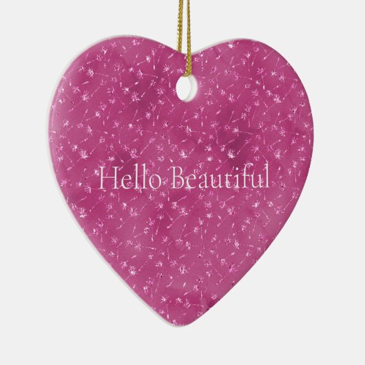 Girly Pink Sparkle Glitter Bloemen Keramisch Ornament (Rechts)