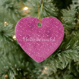 Girly Pink Sparkle Glitter Bloemen Keramisch Ornament