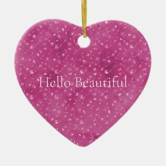 Girly Pink Sparkle Glitter Bloemen Keramisch Ornament (Voorkant)