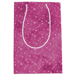 Girly Pink Sparkle Glitter Bloemen Medium Cadeauzakje