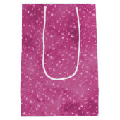 Girly Pink Sparkle Glitter Bloemen Medium Cadeauzakje (Achterkant)