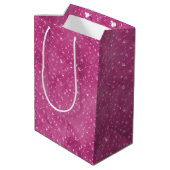 Girly Pink Sparkle Glitter Bloemen Medium Cadeauzakje (Achterkant Gekanteld)
