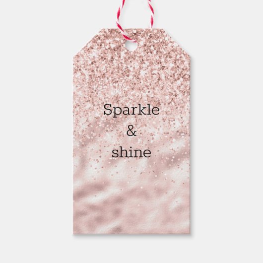 Girly Pink Sparkle Glitter Cadeaulabel (Voorkant)
