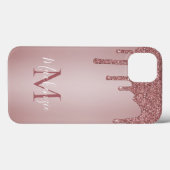 Girly Pink Sparkle Glitter Driemonogram Case-Mate iPhone Case (Achterkant (horizontaal))