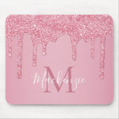 Girly Pink Sparkle Glitter Driemonogram Muismat (Voorkant)