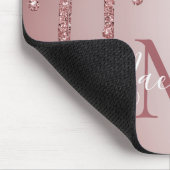 Girly Pink Sparkle Glitter Driemonogram Muismat (Hoek)