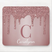 Girly Pink Sparkle Glitter Driemonogram Muismat (Voorkant)