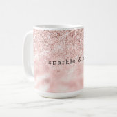 Girly Pink Sparkle Glitter gepersonaliseerd Koffiemok (Voorkant links)