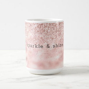Girly Pink Sparkle Glitter gepersonaliseerd Koffiemok
