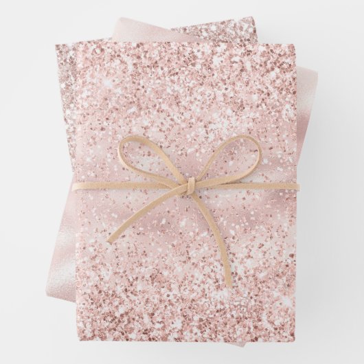 Girly Pink Sparkle Glitter Inpakpapier Vel (In situ)