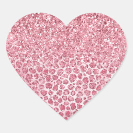 Girly Pink Sparkle Glitter Leopard Print Hart Sticker