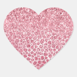 Girly Pink Sparkle Glitter Leopard Print Hart Sticker