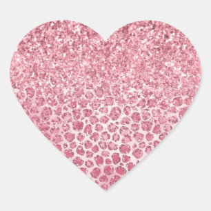 Girly Pink Sparkle Glitter Leopard Print   Hart Sticker