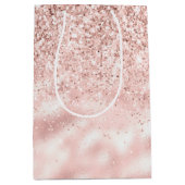 Girly Pink Sparkle Glitter Medium Cadeauzakje (Voorkant)