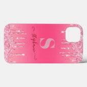 Girly Pink Sparkle Glitter Monogram Case-Mate iPhone Case (Achterkant (horizontaal))
