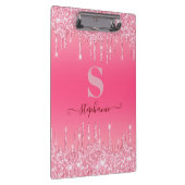 Girly Pink Sparkle Glitter Monogram Klembord (Rechts)